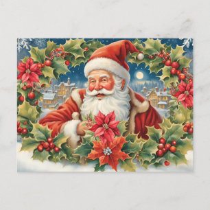 Weihnachtsfeiertag mit Poinsettia Kranz Feiertagspostkarte