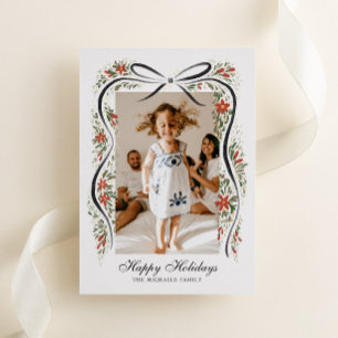 Weihnachtsfeiertag mit Poinsettias Folien Feiertagskarte