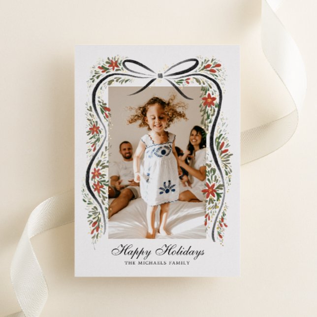 Weihnachtsfeiertag mit Poinsettias Folien Feiertagskarte (Von Creator hochgeladen)