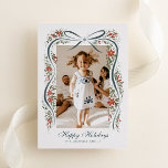 Weihnachtsfeiertag mit Poinsettias Folien Feiertagskarte<br><div class="desc">Mit dieser Weihnachtskarte aus einem Foto mit einer trendigen, handgezeichnet Illustration eines staubigen blauen Farbbands mit festlichen Sprigs aus roten Poinsettia-Blume, Grünpflanzen und echten goldgelben Metallbeerdots senden Sie Familienfeiern und Feiertagsstipenjubiläum. Traditionelle Schriftart behielt das Design Gefühl hoch und traditionell machen diese Urlaubskarte zu einer exzellenten Wahl für Romantiker mit einer...</div>