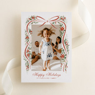 Weihnachtsfeiertag mit Poinsettias Folien Feiertagskarte