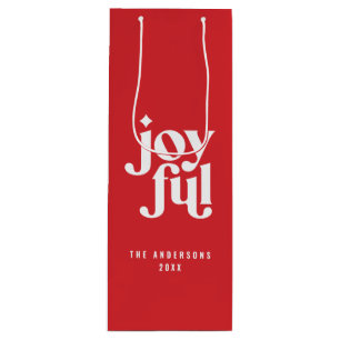 Weihnachtsfeiertag mit zeitgenössischer Grafik-Rot Geschenktüte Für Weinflaschen
