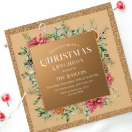 Weihnachtsfeiertag Mittagessen Glitzer Winter Flor Einladung