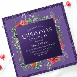 Weihnachtsfeiertag Mittagessen Glitzer Winter Flor Einladung