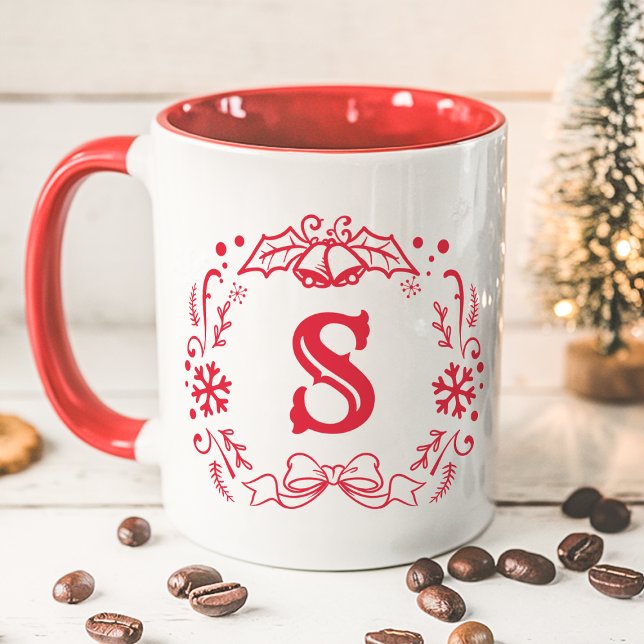 Weihnachtsfeiertag Mongram Winter Roter Feiertag Tasse (Von Creator hochgeladen)