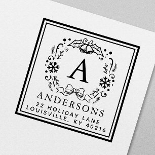 Weihnachtsfeiertag Monogram Winterferienadresse Permastempel