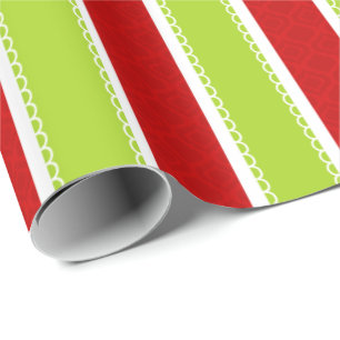 Weihnachtsfeiertag Muster Grün & Rot Streifen Geschenkpapier