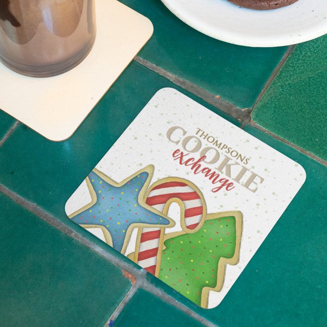 Weihnachtsfeiertag Niedlich Whimsical Cookie Cutou Rechteckiger Pappuntersetzer (Christmas cookies holiday Paper whimsical coaster)