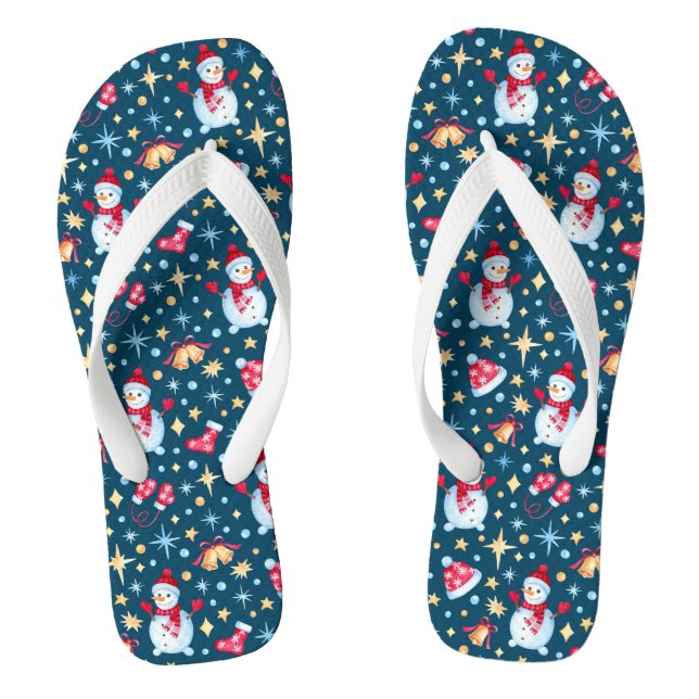 Weihnachtsfeiertag Niedlich Winterschnee Flip Flops (Fußbett)