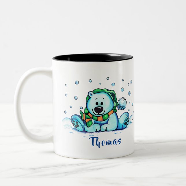 Weihnachtsfeiertag Niedlicher Bär Winter Tasse (Links)