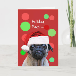 Weihnachtsfeiertag Niedlicher Mops Hunde Weihnacht Karte