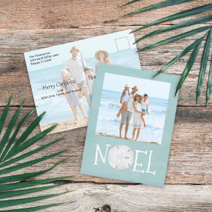 Weihnachtsfeiertag Noel Foto Einfache Strand Budge Feiertagspostkarte