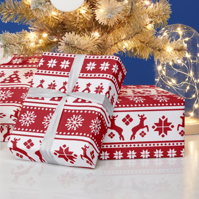 Weihnachtsfeiertag Nordic Pattern Gemütlich Geschenkpapier (Feiertage)