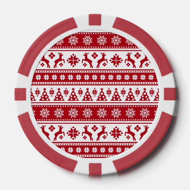 Weihnachtsfeiertag Nordic Pattern Gemütlich Pokerchips (Vorderseite)