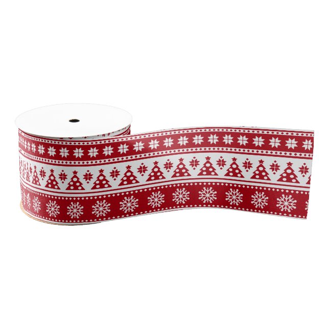 Weihnachtsfeiertag Nordic Pattern Gemütlich Ripsband (Spule)
