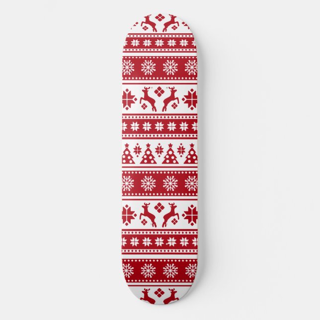 Weihnachtsfeiertag Nordic Pattern Gemütlich Skateboard (Vorderseite)