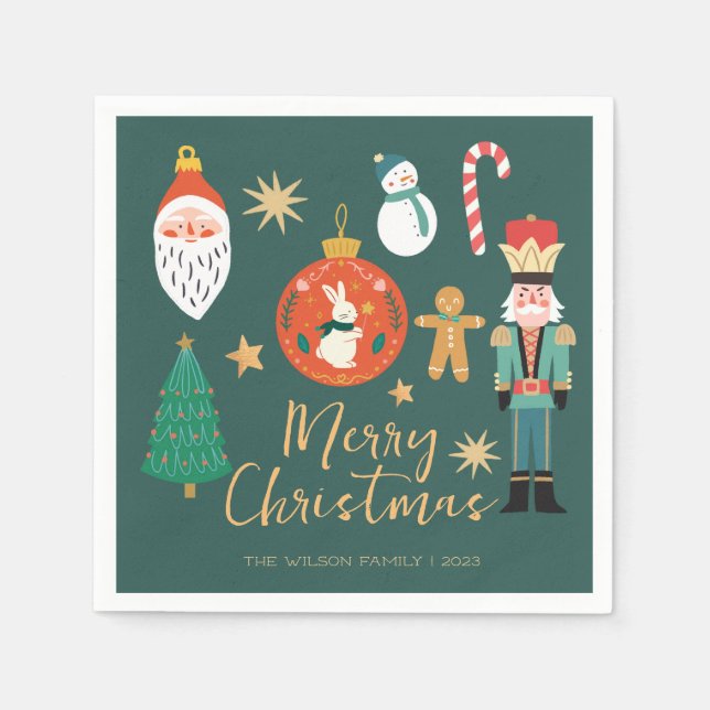 Weihnachtsfeiertag Nutcracker Santa Cookie Serviette (Vorderseite)