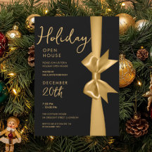 Weihnachtsfeiertag Open House Gold Ribbon Black