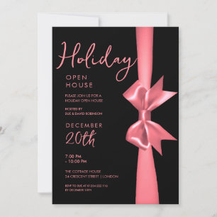 Weihnachtsfeiertag Open House Rose Gold Ribbon Einladung