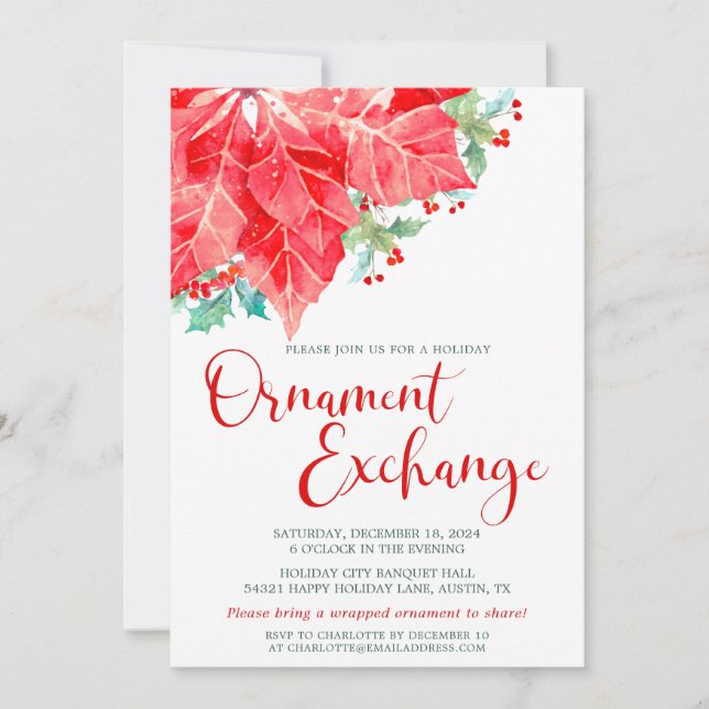 Weihnachtsfeiertag Ornament Exchange Party Feiertagskarte (Vorderseite)