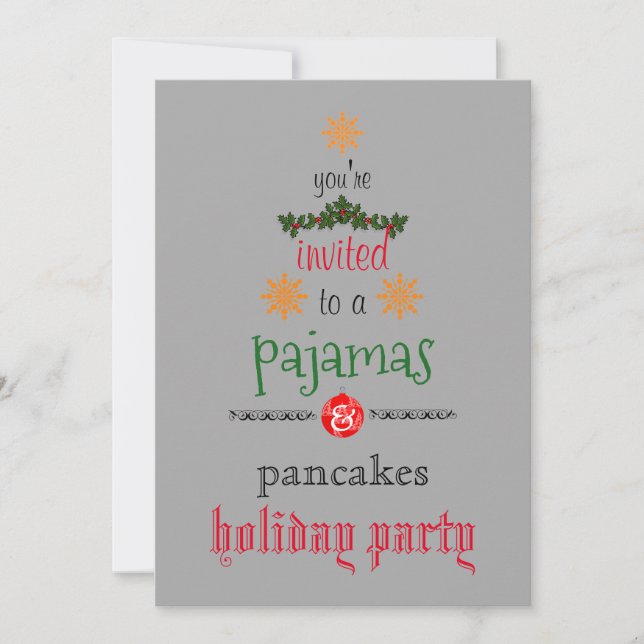 Weihnachtsfeiertag Pajamas & Pancakes Party Einladung (Vorderseite)