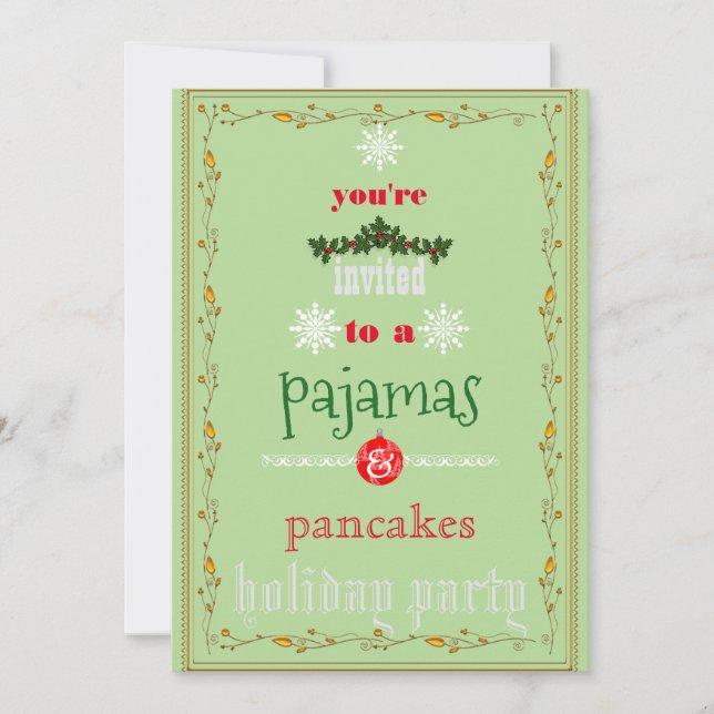 Weihnachtsfeiertag Pajamas & Pancakes Party Einladung (Vorderseite)