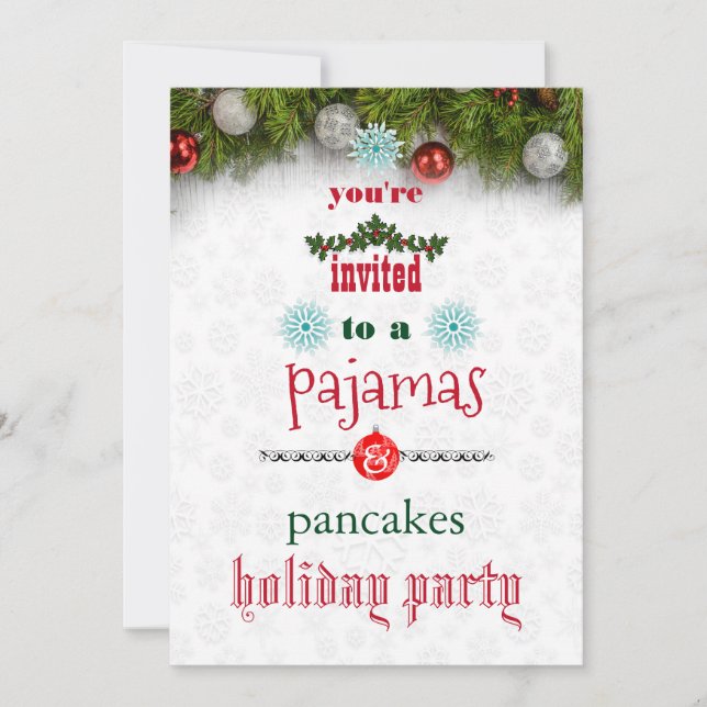 Weihnachtsfeiertag Pajamas & Pancakes Party Einladung (Vorderseite)