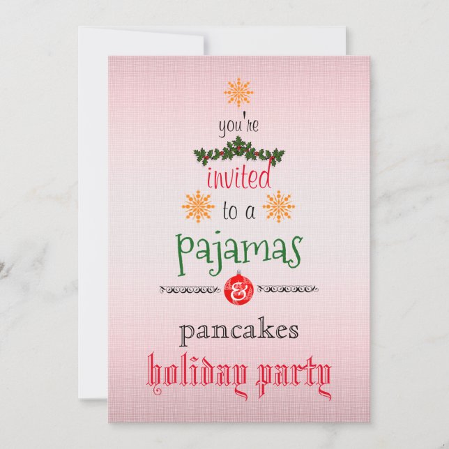 Weihnachtsfeiertag Pajamas & Pancakes Party Einladung (Vorderseite)