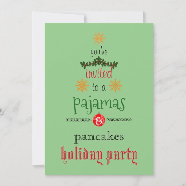 Weihnachtsfeiertag Pajamas & Pancakes Party Einladung (Vorderseite)
