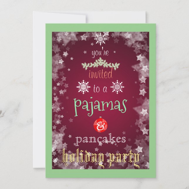 Weihnachtsfeiertag Pajamas & Pancakes Party Einladung (Vorderseite)