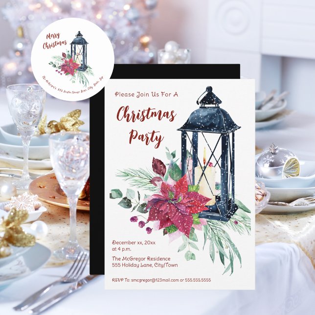 Weihnachtsfeiertag Party Einladung (Vintage Christmas Party Invitation and Mailing Stickers)
