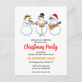 Weihnachtsfeiertag Party Snowmen Jazzband Einladungspostkarte