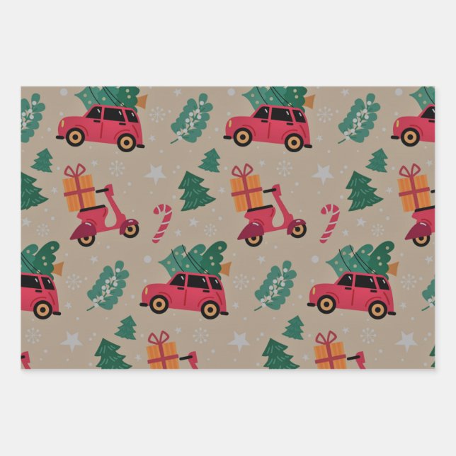 Weihnachtsfeiertag Patten Geschenkpapier Set (Vorderseite)