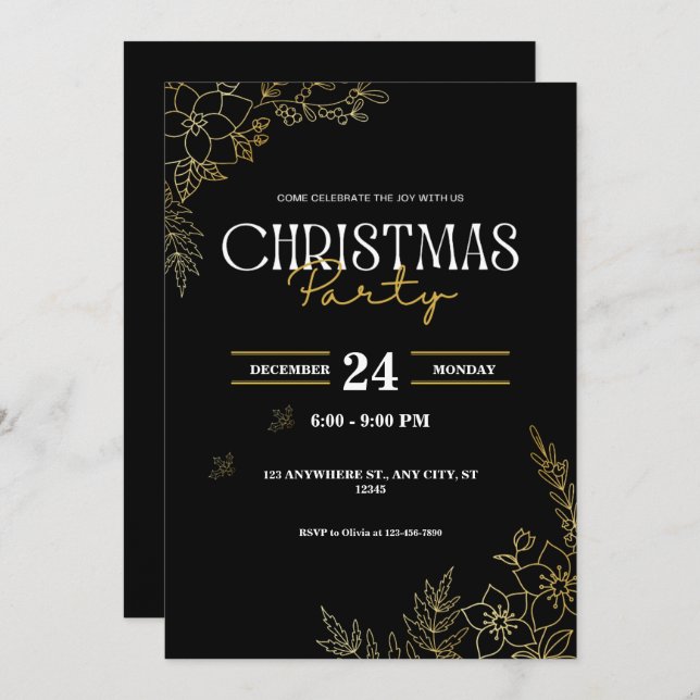 Weihnachtsfeiertag personalisieren einladung (Vorne/Hinten)