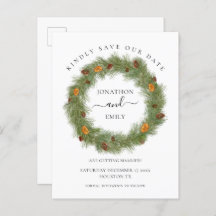 Weihnachtsfeiertag Pine Cones Orange Save the Date