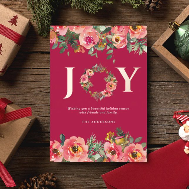 Weihnachtsfeiertag Pink Joy Wreath Botanischer Gar Folieneinladung (Von Creator hochgeladen)