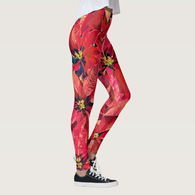 Weihnachtsfeiertag Poinsettia Blume Leggings (Rechts)