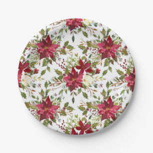 Weihnachtsfeiertag Poinsettia Blume Winter Floral Pappteller
