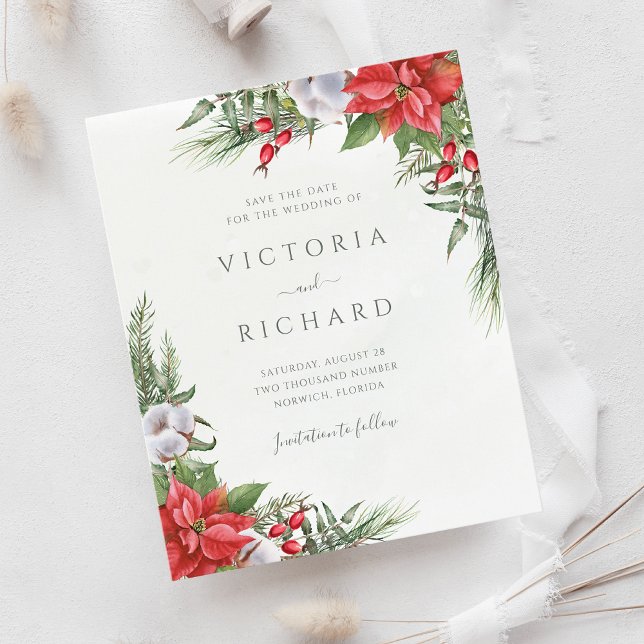 Weihnachtsfeiertag Poinsettia Winter Save the Date (Von Creator hochgeladen)