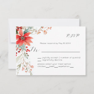 Weihnachtsfeiertag Poinsettie Blumige Hochzeits-RS RSVP Karte
