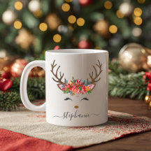 Weihnachtsfeiertag Reindeer Floral Personalisiert