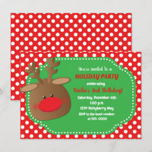 Weihnachtsfeiertag Reindeer Polka Dot Einladungen