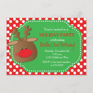 Weihnachtsfeiertag Reindeer Polka Dot Einladungen