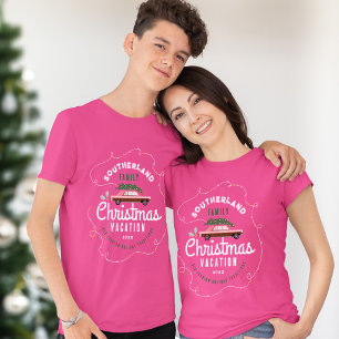 Weihnachtsfeiertag Retro Rosa Vintage Auto T-Shirt