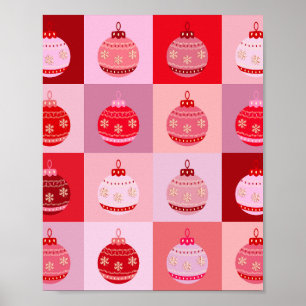 Weihnachtsfeiertag - Rosa und Rote karierte Orname Poster