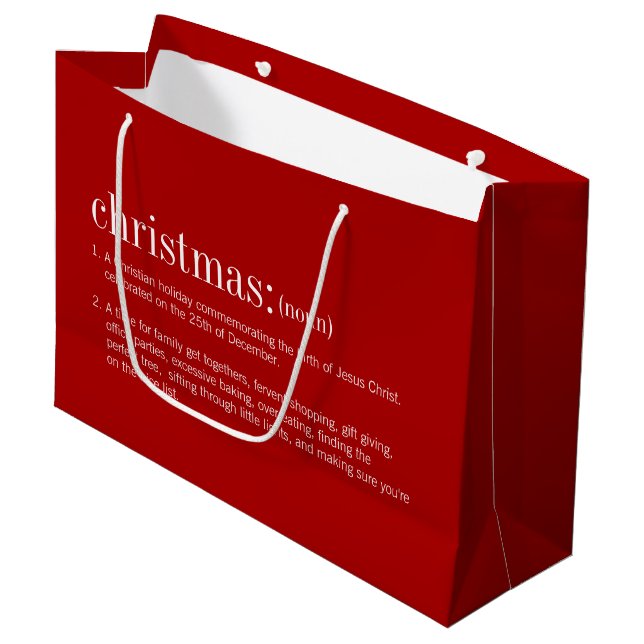 Weihnachtsfeiertag Rot Große Geschenktüte (Vorderseite Schrägansicht)