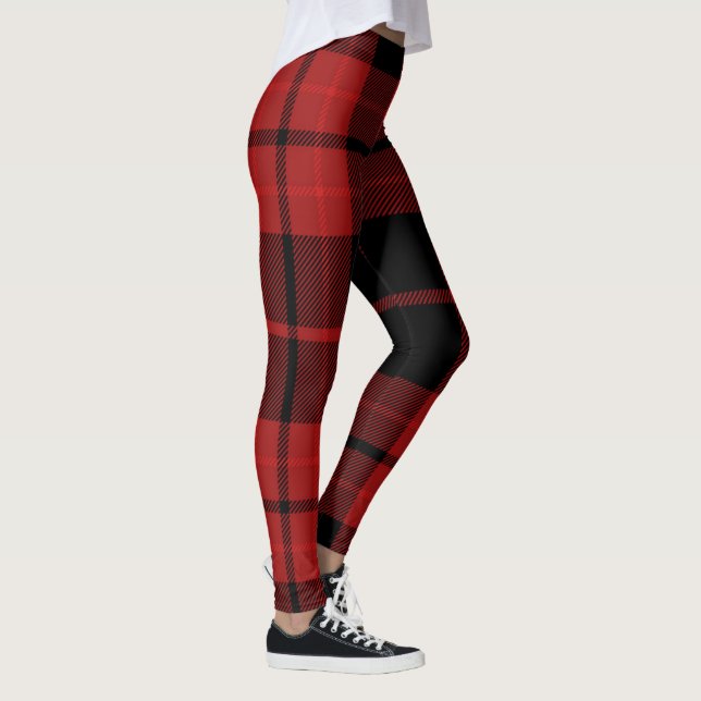 Weihnachtsfeiertag Rot Kariert Tartan Print Leggings (Rechts)