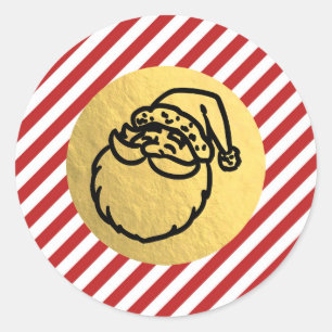 Weihnachtsfeiertag Rot Streifen Goldfolie Runder Aufkleber