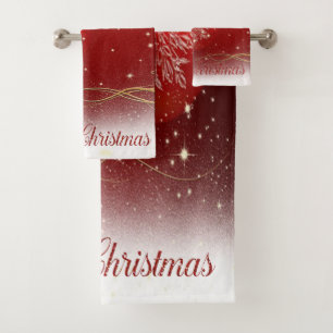 Weihnachtsfeiertag-Rote Weihnachtskugeln Badhandtuch Set