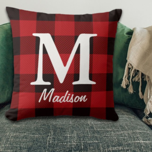 Weihnachtsfeiertag Roter Büffel Karierter Holzfäll Kissen (Country Christmas Red buffalo Plaid lumberjack Throw Pillow)